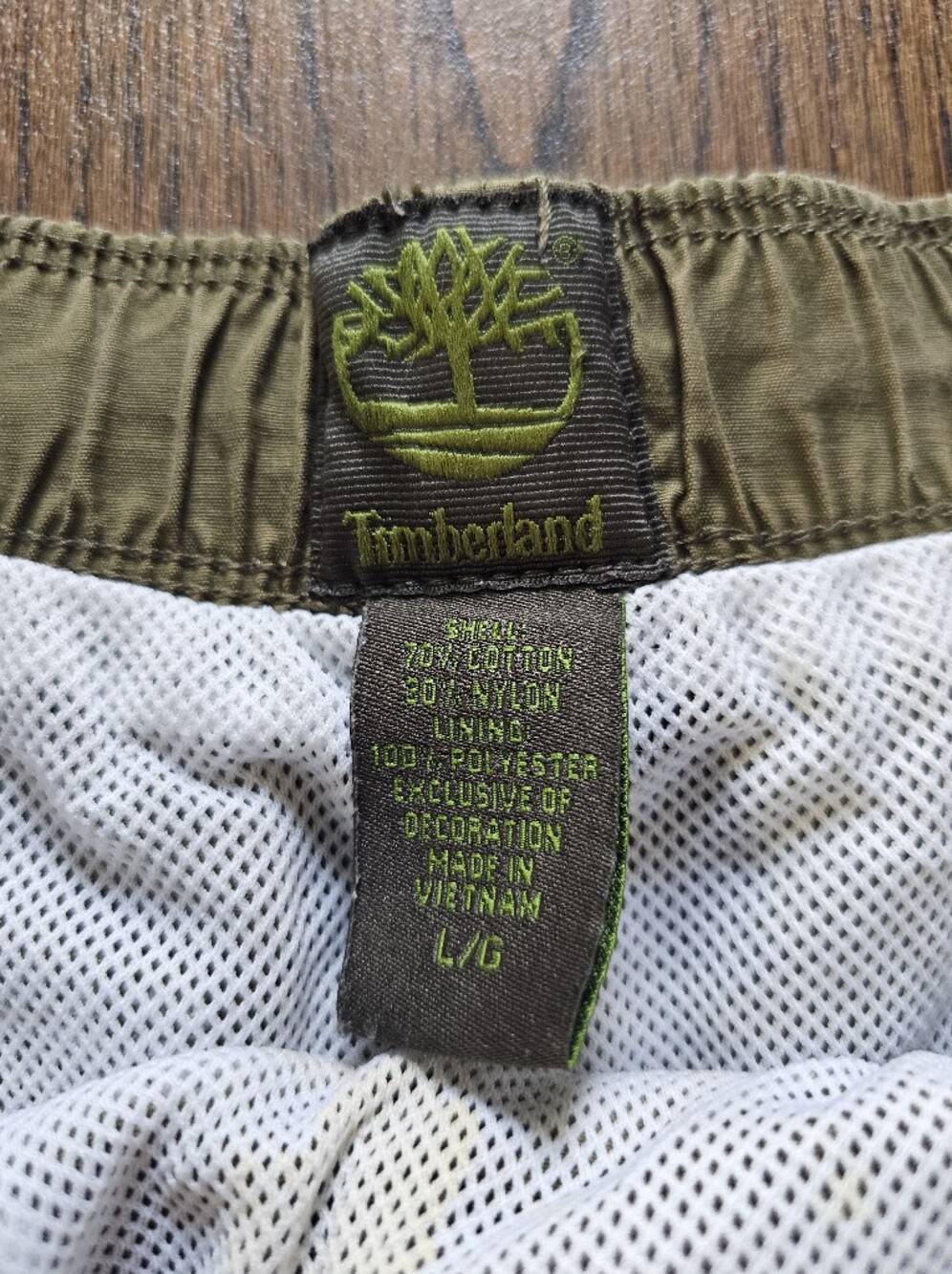Timberland Olive Green Hiking Cargo Swimming Trunk Shorts Size Mens Large - Picture 8 of 9